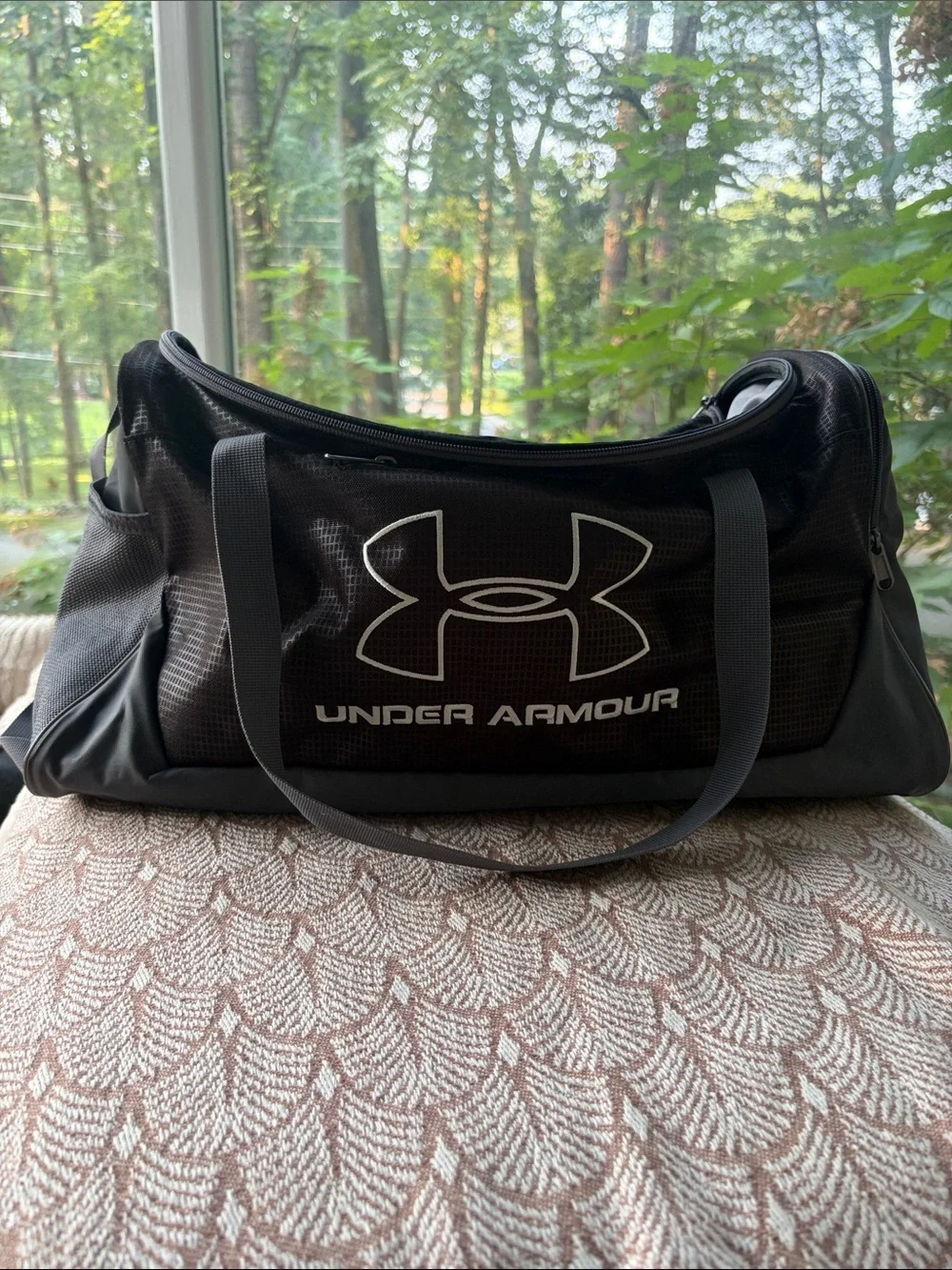Under Armour Black Duffel Bag with White Logo